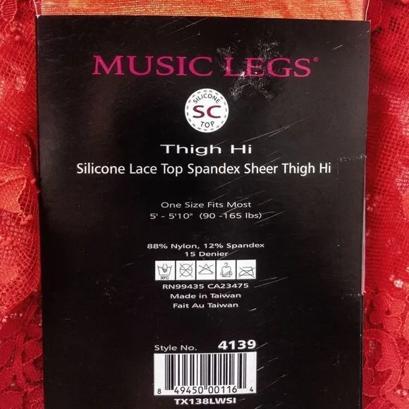 Lacey Red Sweetheart Chemise & Sheer Thigh Highs Sz L - Picture 9 of 14